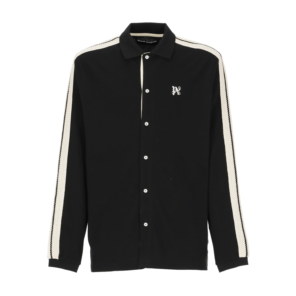 Palm Angels Zwarte Katoenen Cardigan Shirt met Contrasterende Details Black Heren