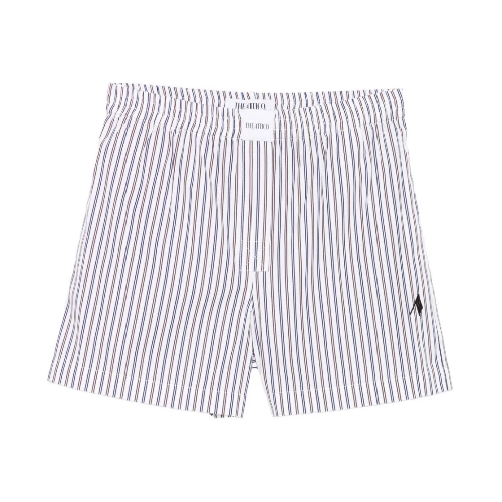 The Attico Women's Multicolor Short Shorts, Xs, Striped Cotton Elastic Waist Shorts