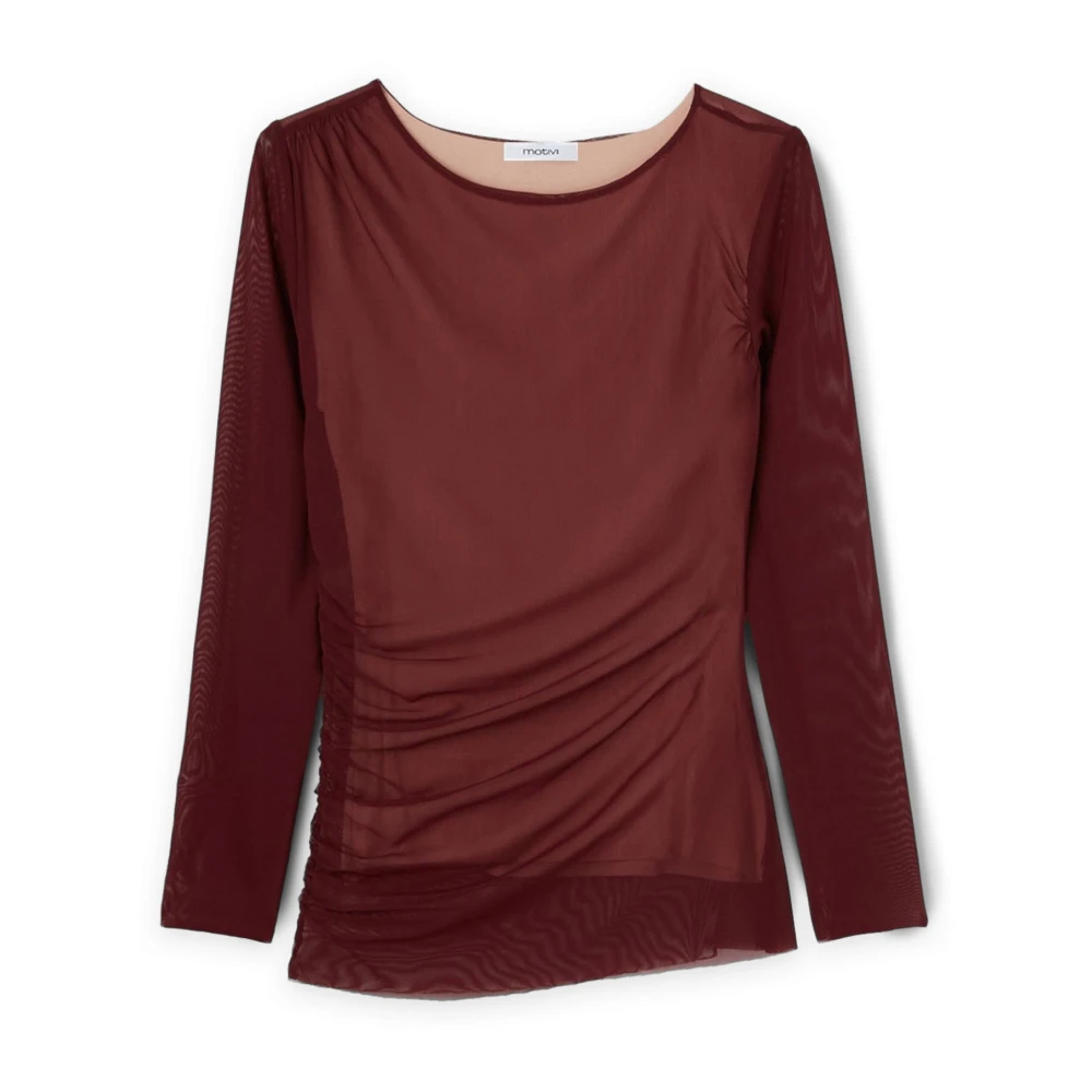 Motivi Lange mouwen T-shirt van tule Red Dames