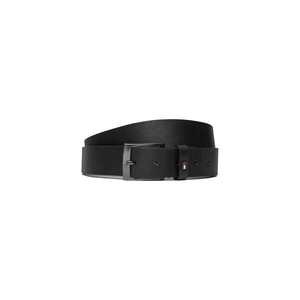 Tommy Hilfiger Zwarte Leren Riem Collectie Herfst Winter Black Heren