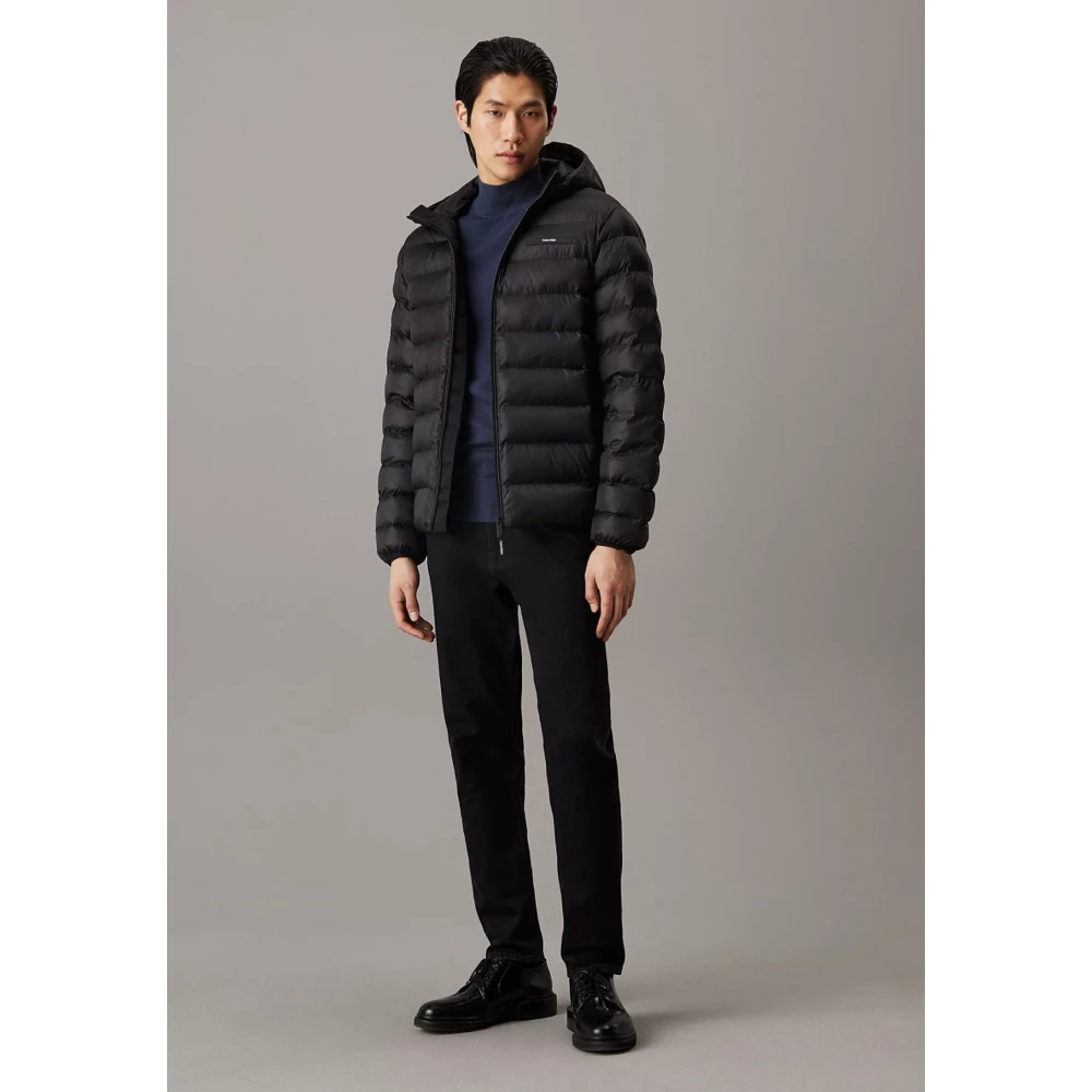 Calvin Klein Hooded Puff Jack Zwart Nylon Black Heren