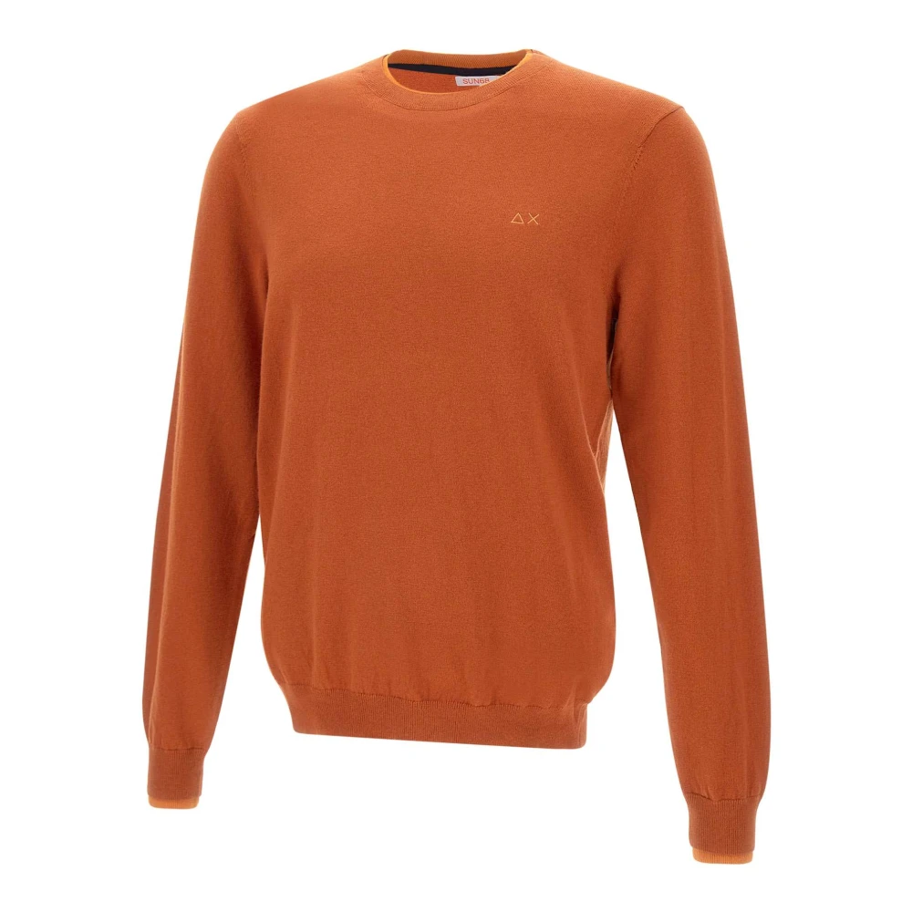 Sun68 Roest Crew Neck Sweater met Logo Orange Heren