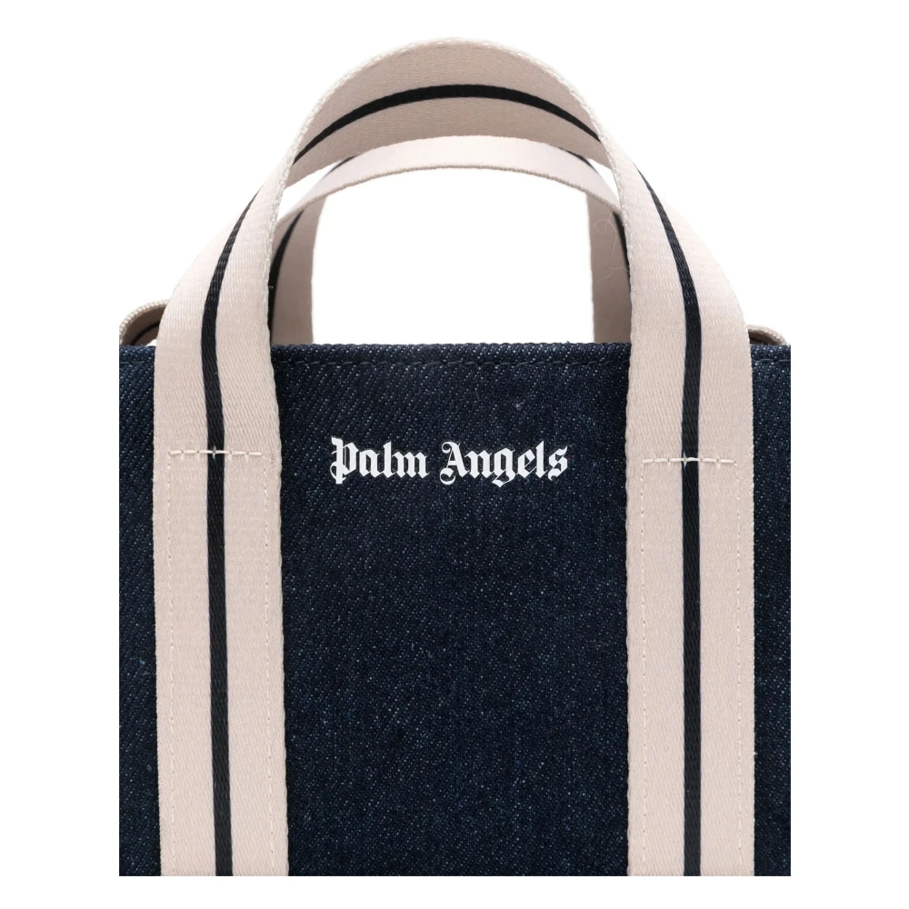 Palm Angels Denim Mini Tote Tas Blue Unisex