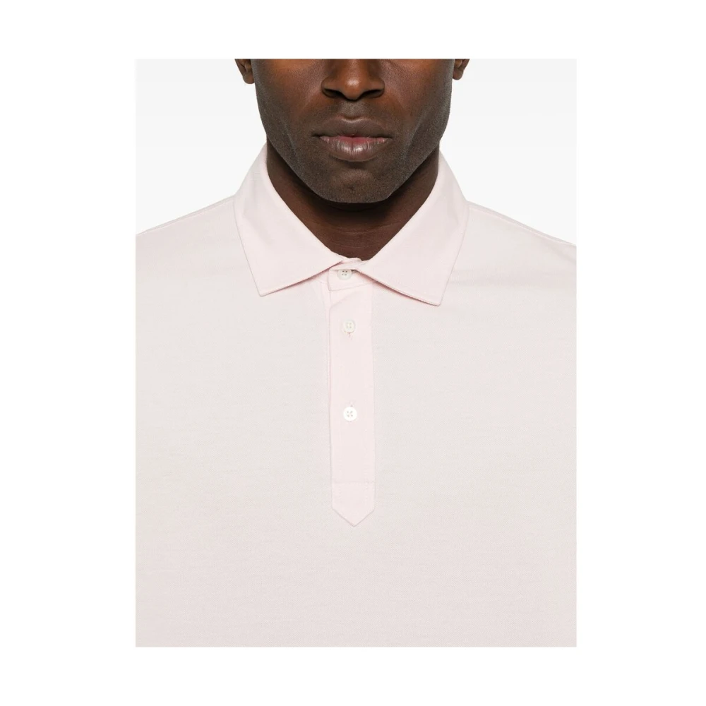 BRUNELLO CUCINELLI Lichtroze Polo Sweater met Korte Mouwen Pink Heren
