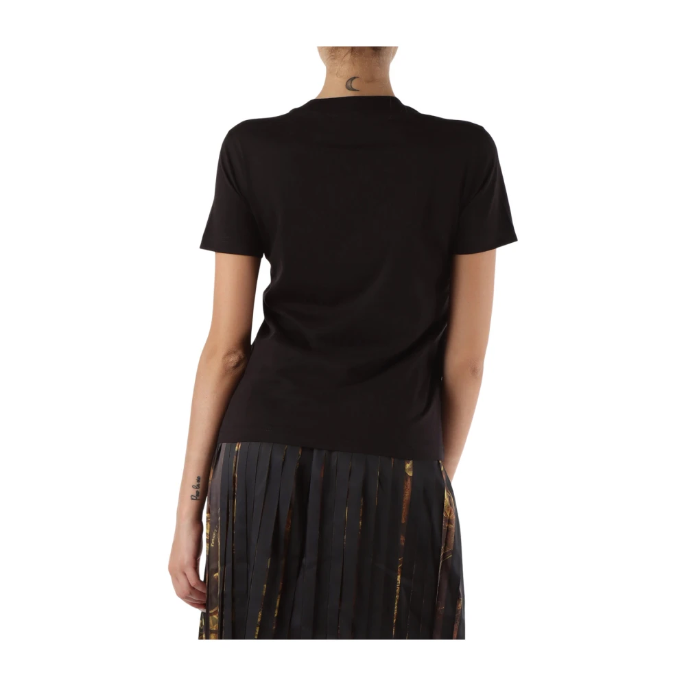 Versace Jeans Couture Katoen Logo Reliëf T-shirt Black Dames