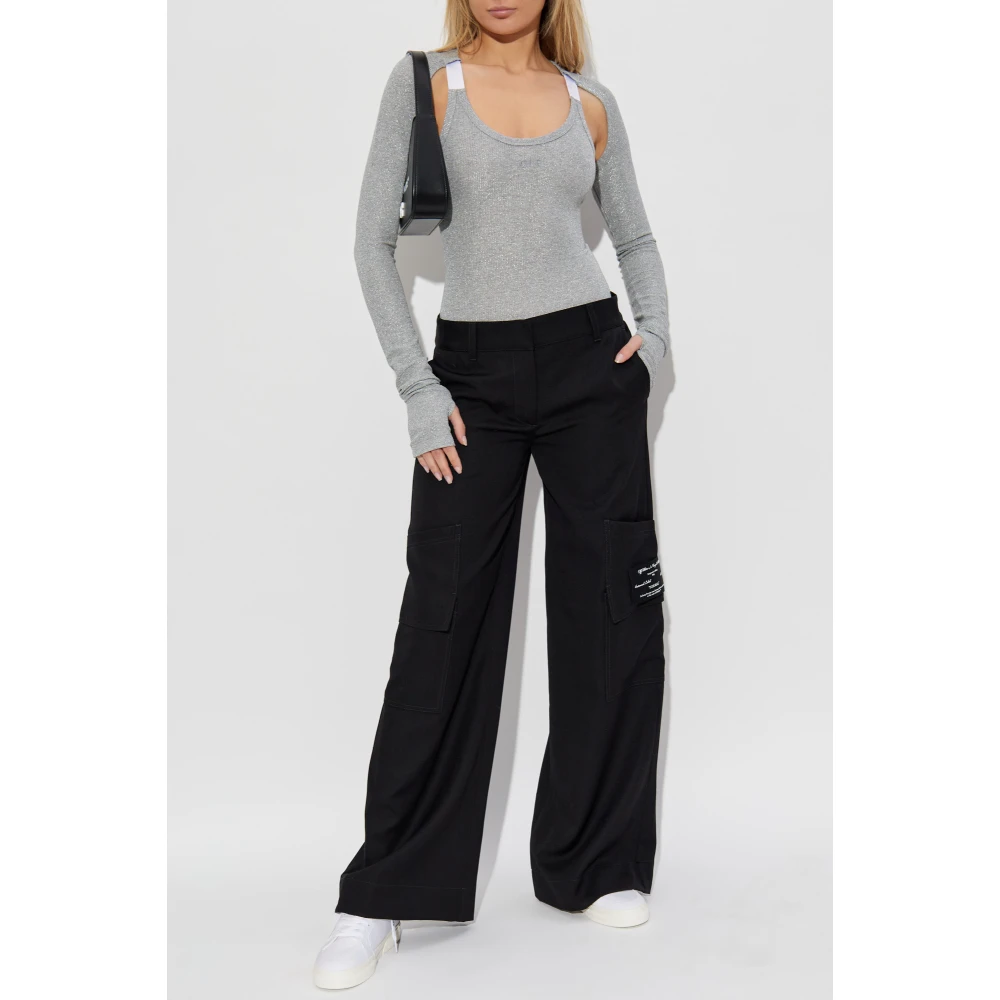 Off White Top met lurex draad Gray Dames