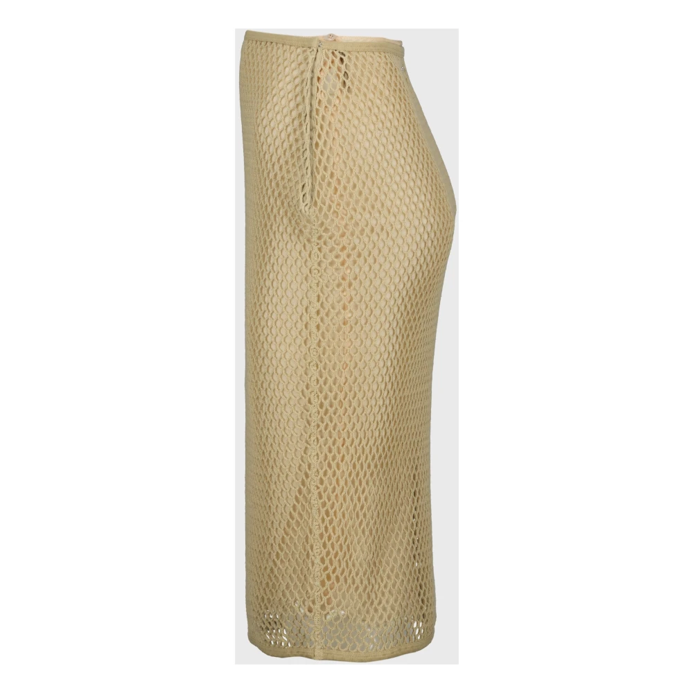 Prada Beige Katoen Mesh Midi Rok Beige Dames