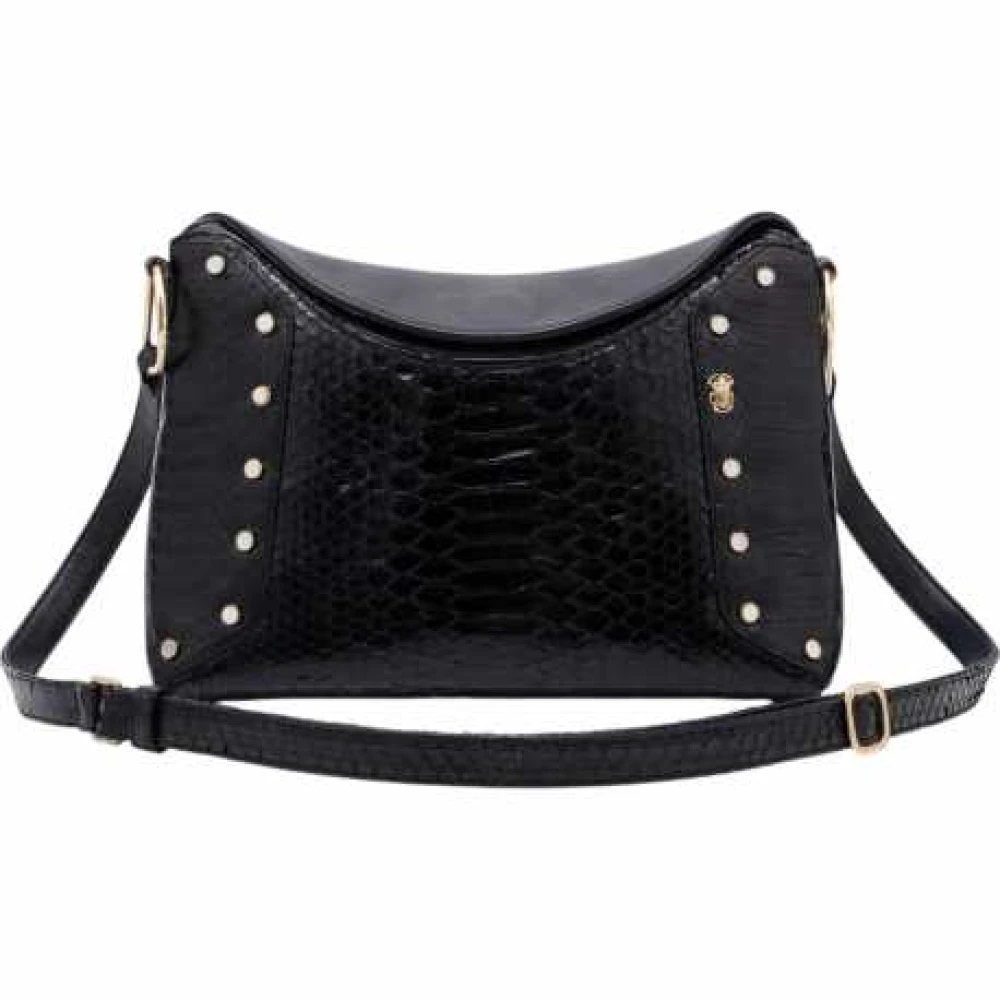 Claris Virot Zwarte Python Gaia Tas met Pareljuweel Black Dames