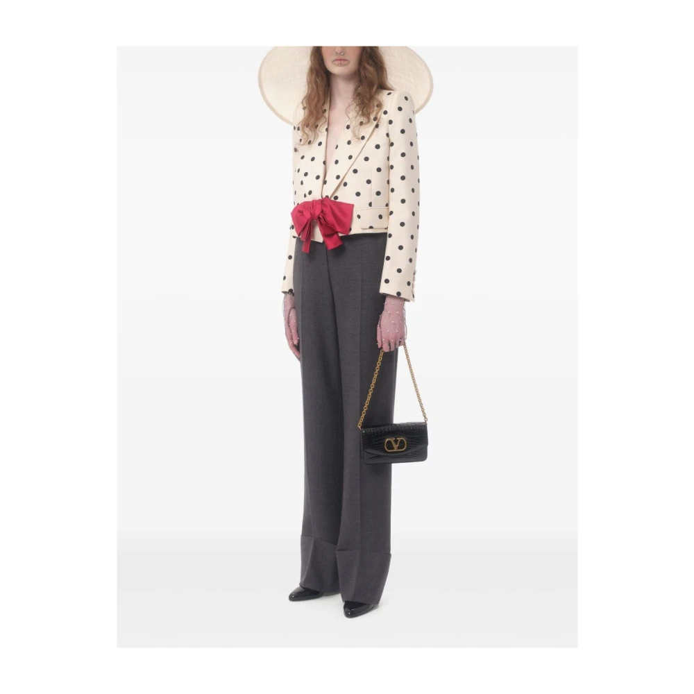 Valentino Beige Polka Dot Jas Knoopsluiting Beige Dames