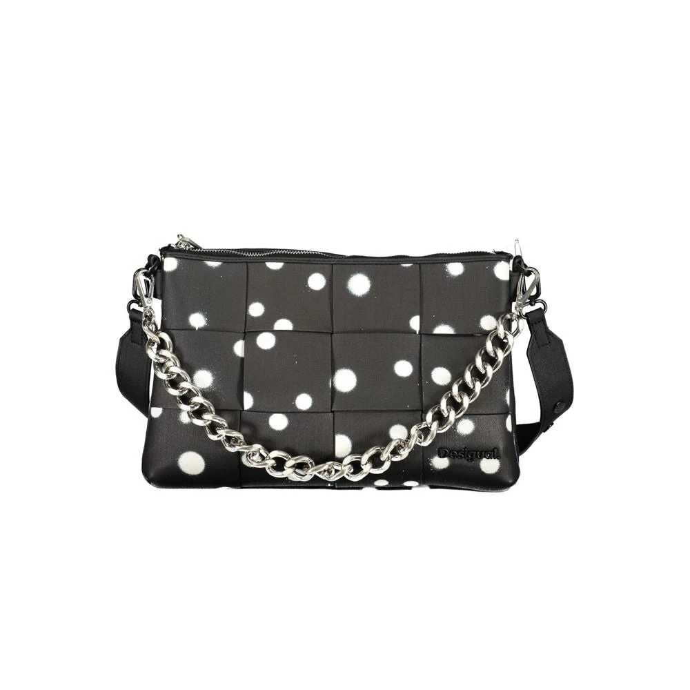 Desigual Zwarte gestippelde handtas met kettingriem Black Dames