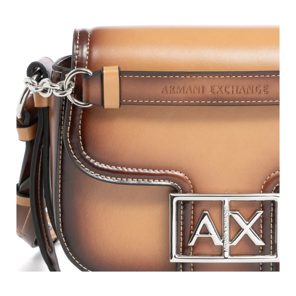 Armani Exchange Stijlvolle Verstelbare Schouderriem Handtas met Rits Brown Dames