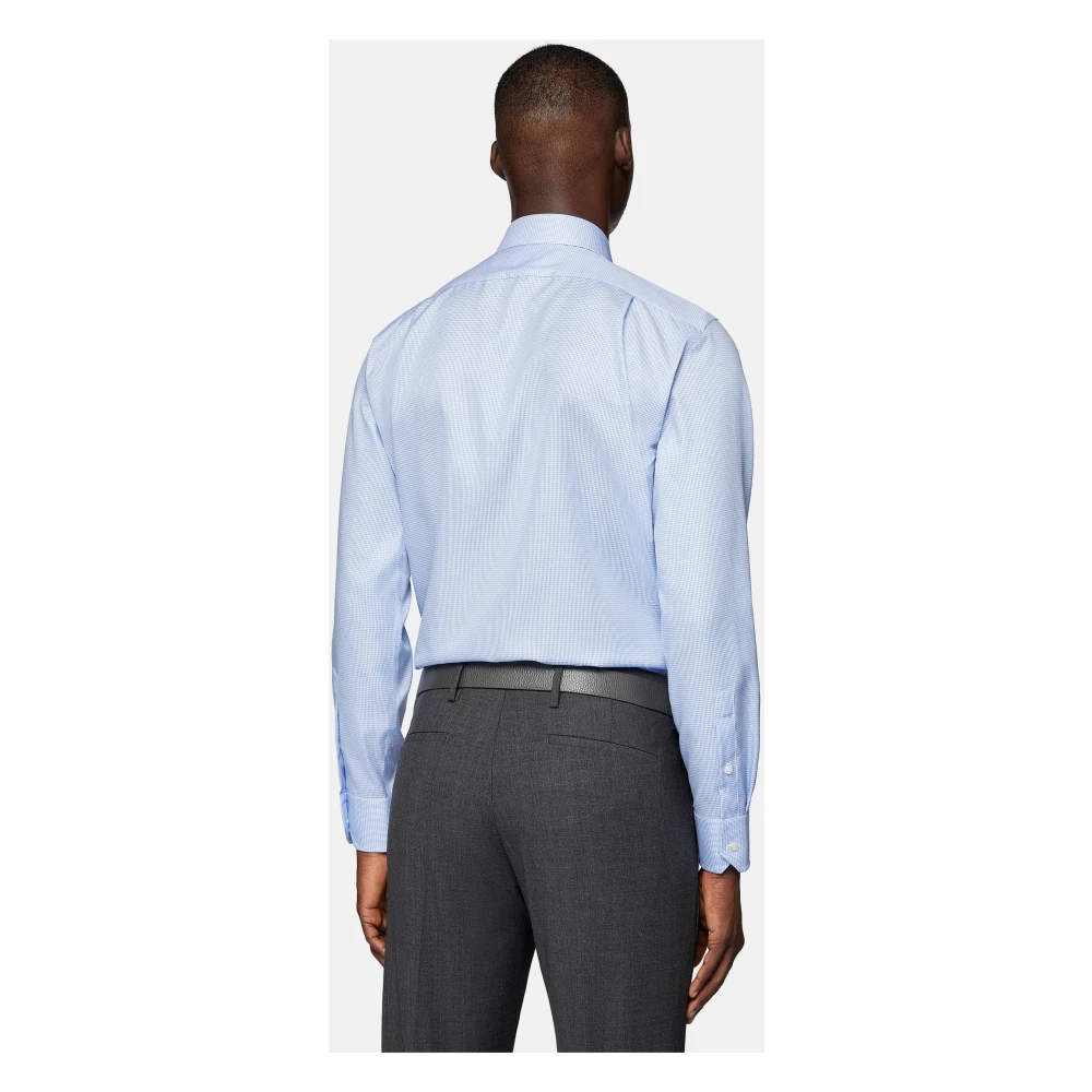 Boggi Milano Overhemd van Twill Katoen Regular Fit Ultimate Non-Iron Geruit Blue Heren