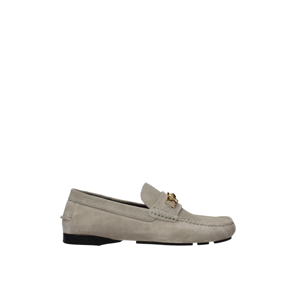 Versace Men's Gray Leather Slip-On Loafers