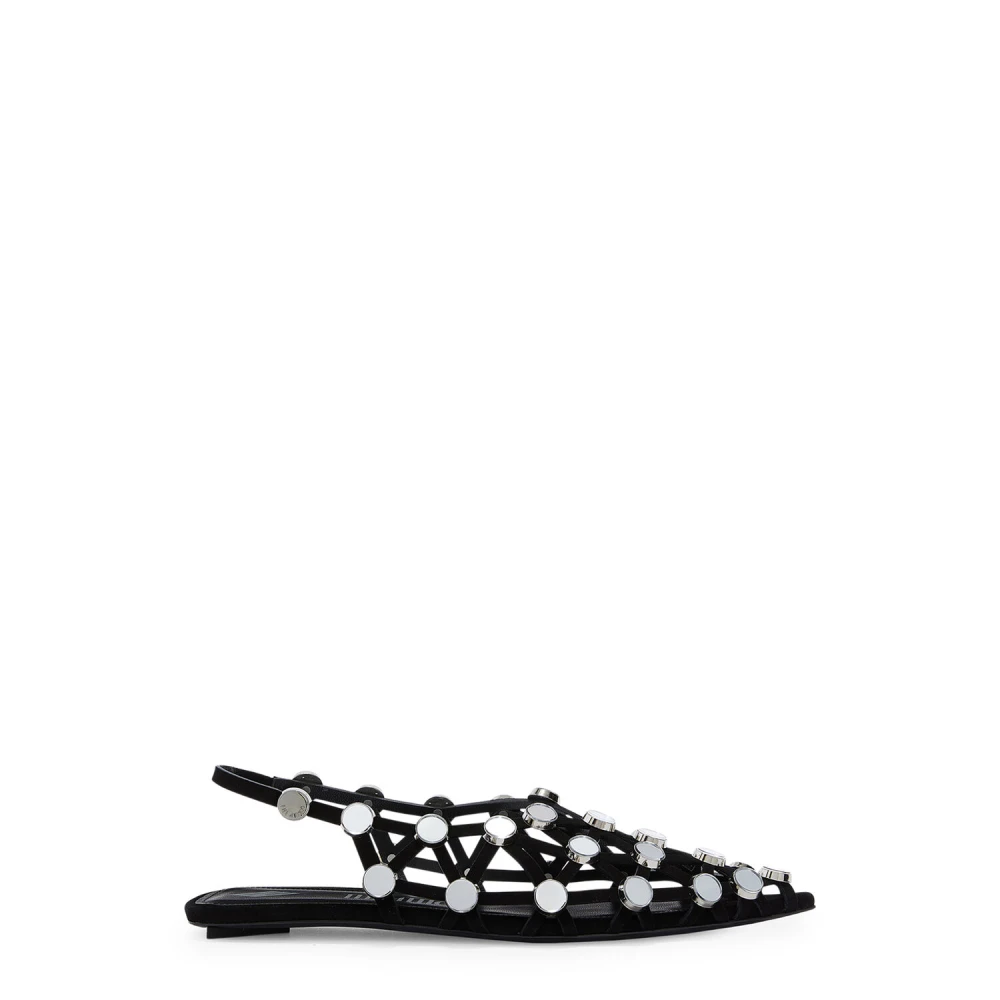 The Attico Black Ballerina Shoes, Female, 4 Uk, Suede Grid Ballerina Shoes