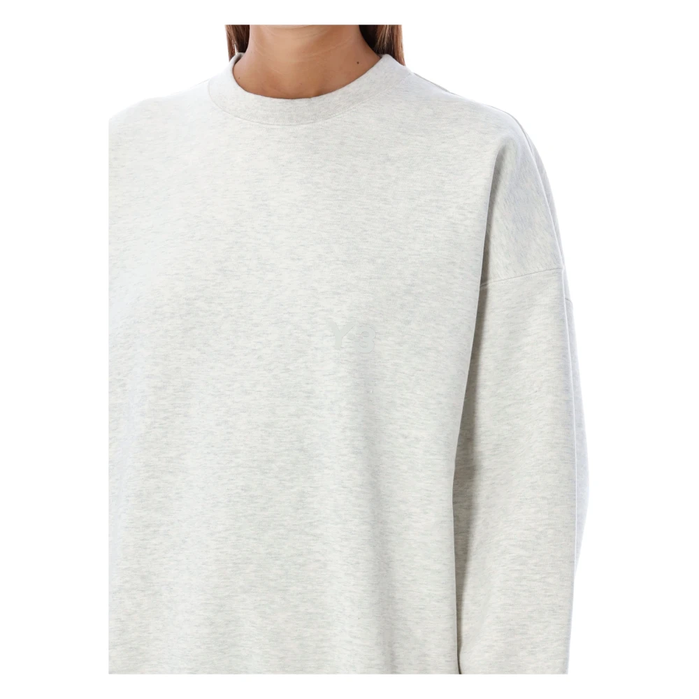 Y-3 Grijze Melange Gebreide Crewneck Logo T-shirt Gray Dames