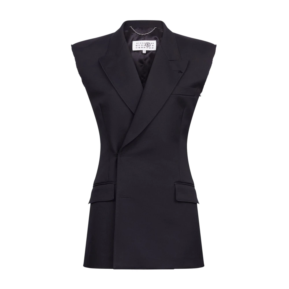 MM6 Maison Margiela Raw Cut Edge Waistcoat Black Dames