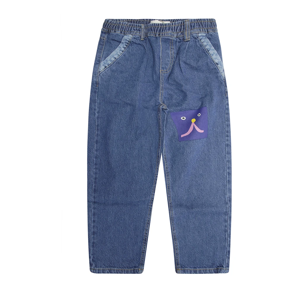 Bobo Choses Smile Dog Detalj Jeans för tjejer Blue, Flicka