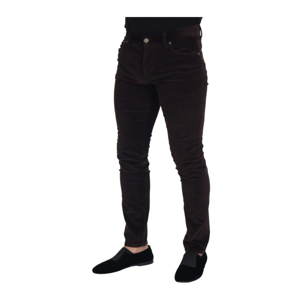 Dolce & Gabbana Elegante Bruine Zijden Broek Brown Heren