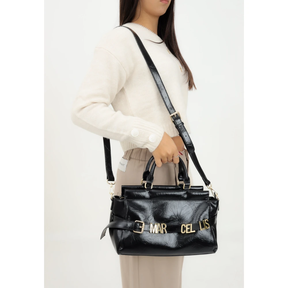 Marc Ellis Zwarte handtas met logodetail Black Dames