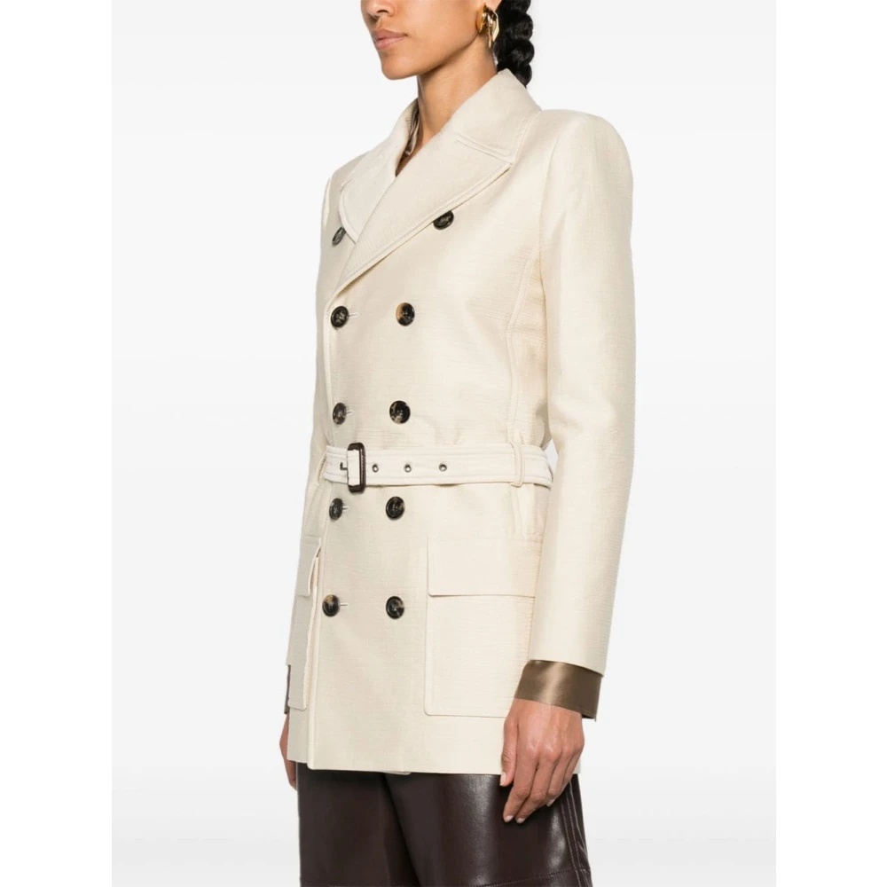 Saint Laurent Saharienne Overcoat Beige Dames