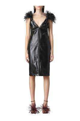fringe-detail-leather-dress
