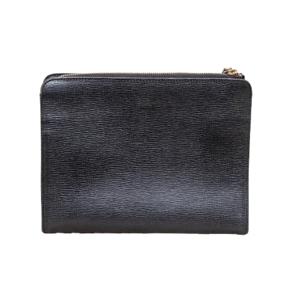 Burberry Vintage Pre-owned Leather clutches Black Dames