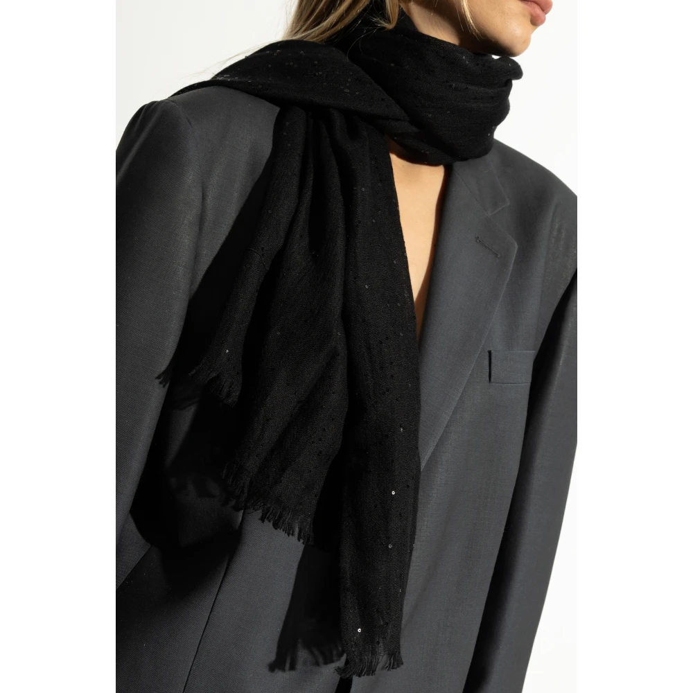 Salvatore Ferragamo Sjaal met glinsterende pailletten Black Dames