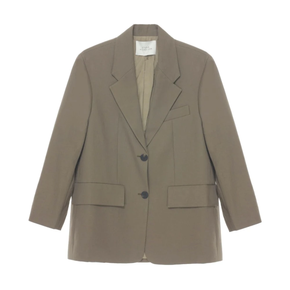 Studio Nicholson Brown Cotton Blend Button Jacket - Female - Blazers - Brown - 2XS - Jackets