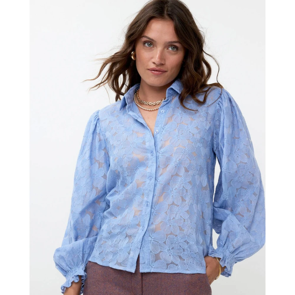 Ydence Birdie Lange Mouw Blouse Blue Dames