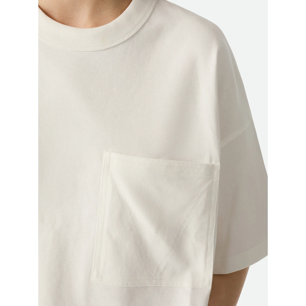 Bottega Veneta Witte Cropped T-shirt Intrecciato Patroon White Dames