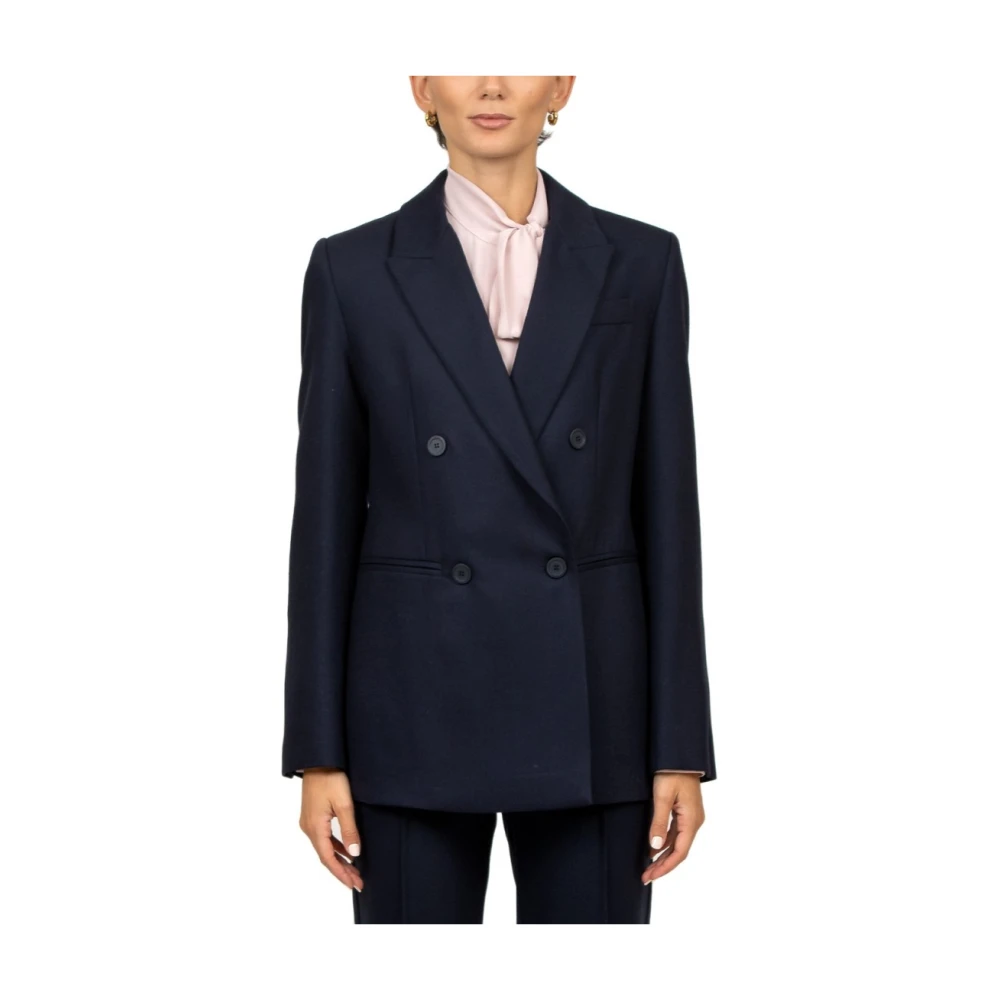 Semicouture Blauw Dubbelborstig Flanellen Jas Blue Dames