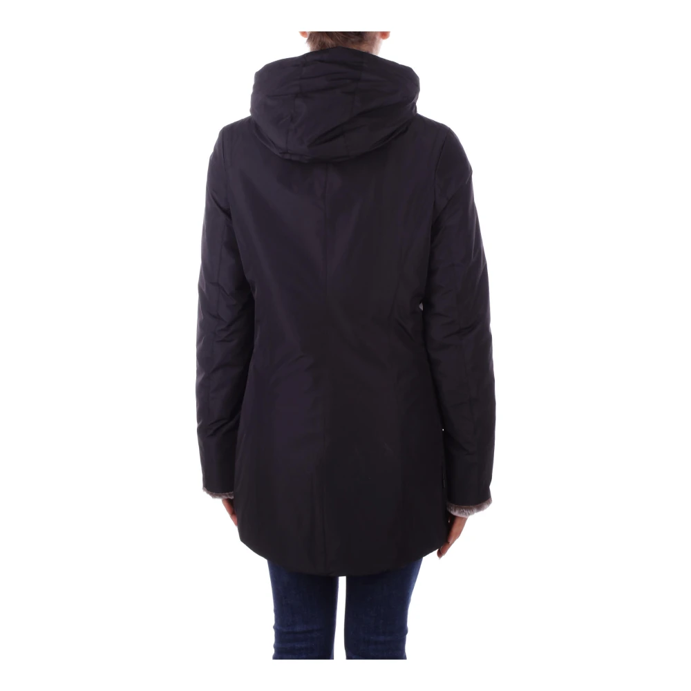 Suns Zwarte Hoodie met Rits en Knopen Black Dames