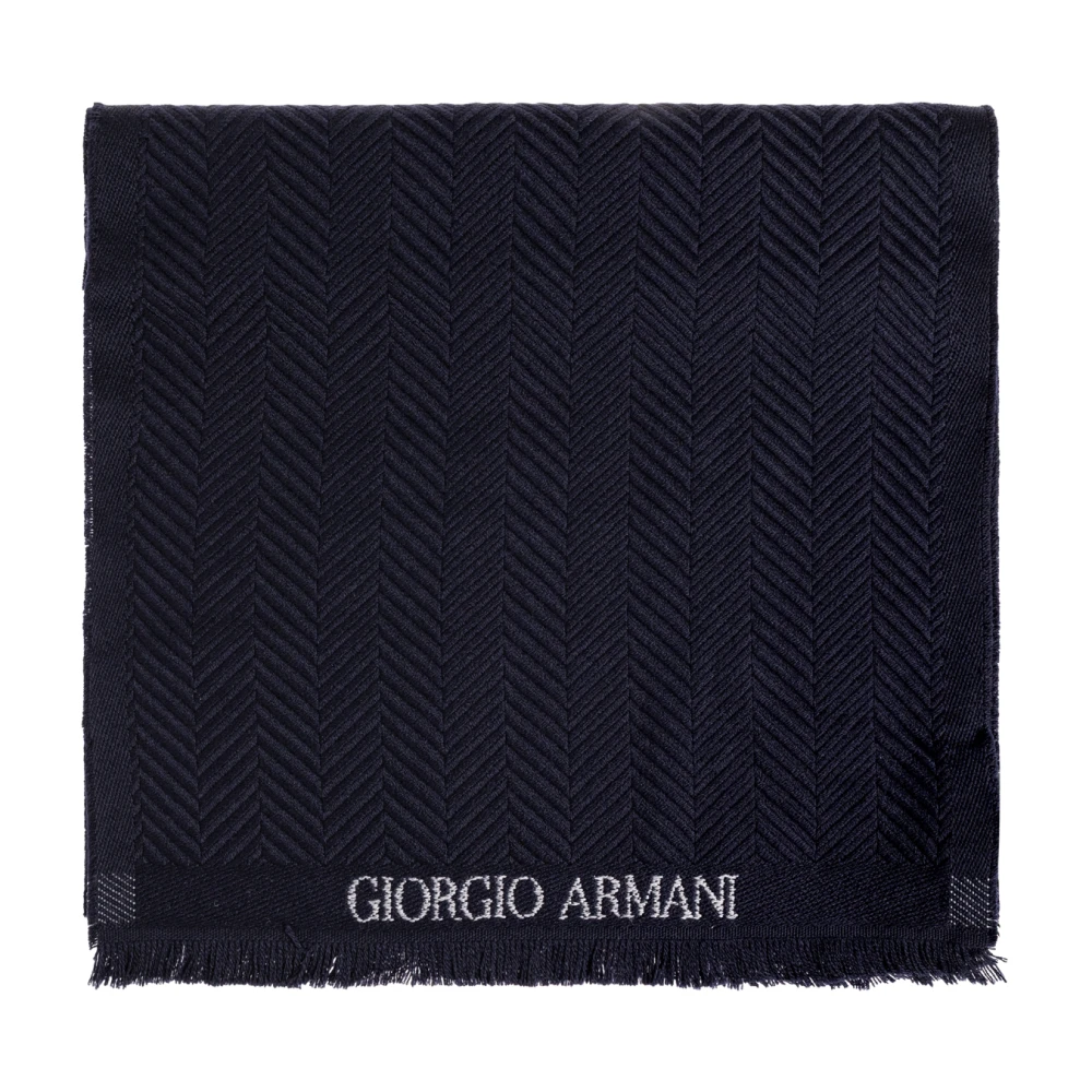 Giorgio Armani Uomo Blu - Sciarpa In Lana Con Motivo A Spina Di Pesce - Accessories - One Size
