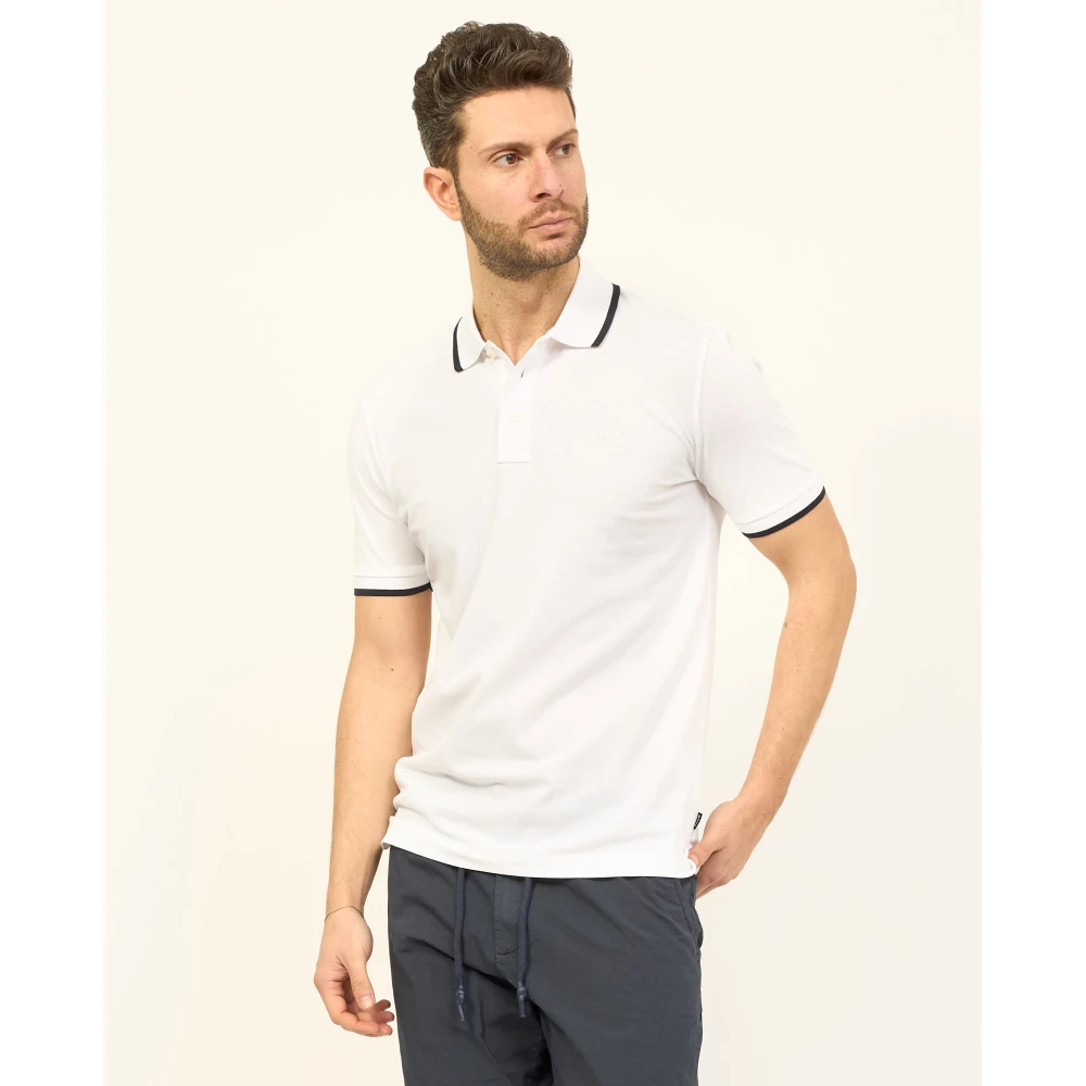 Boss Witte Gestreepte Polo Parlay White Heren