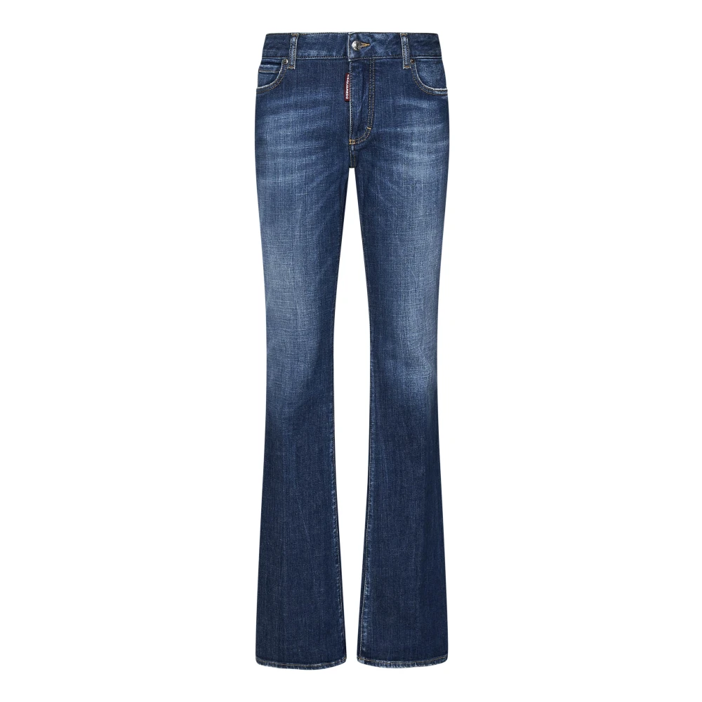 Dsquared2 Blå Flare Jeans med Logo Patch Blue, Dam