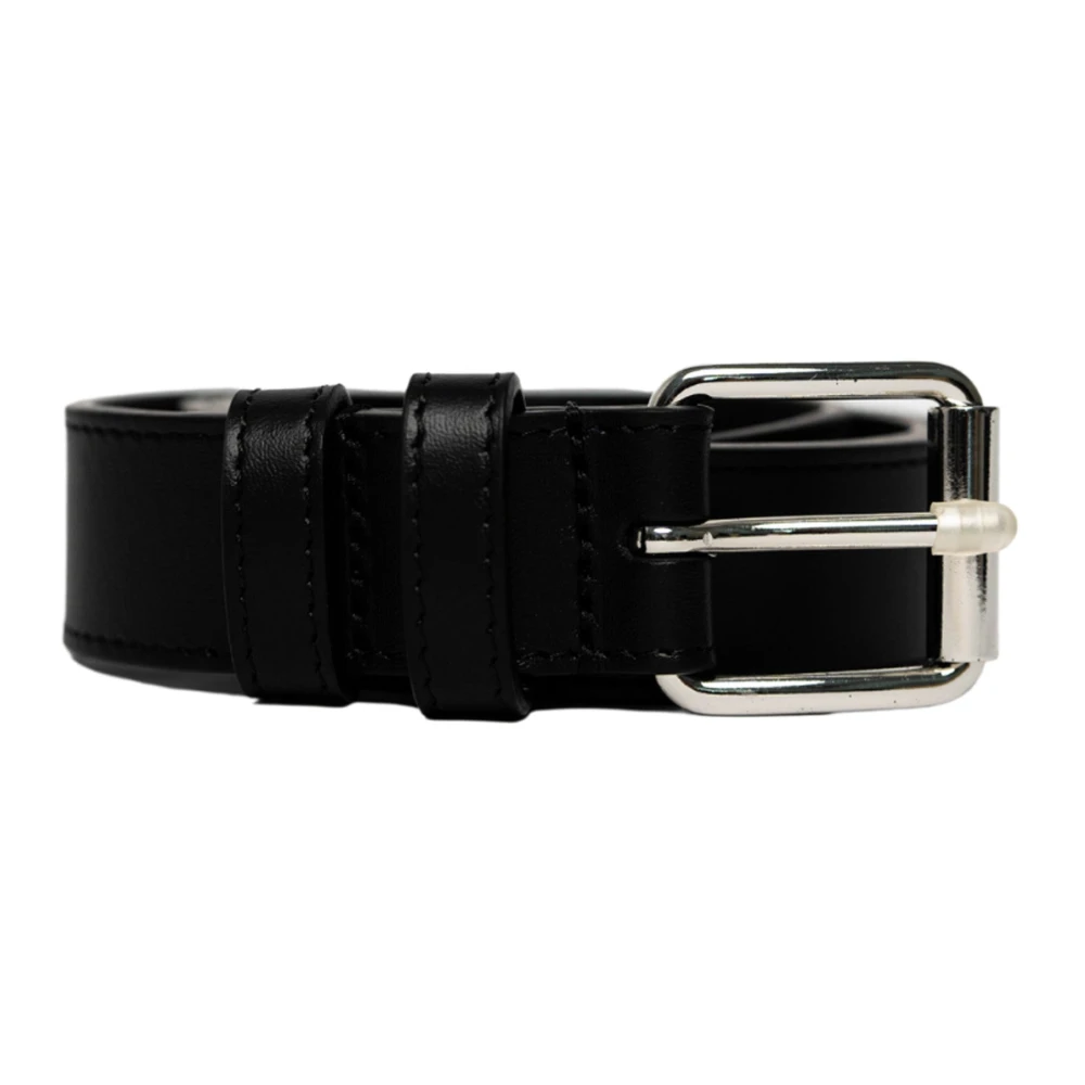 Comme des Garçons Zwarte Kalfsleren Riem Black Unisex