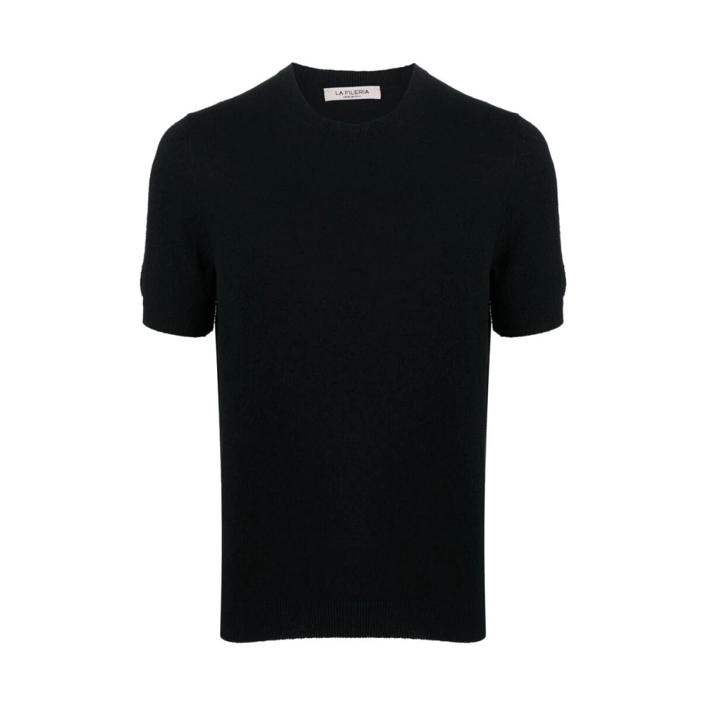 La Fileria Zwarte Polo Shirt Jersey Gebreid Black Heren