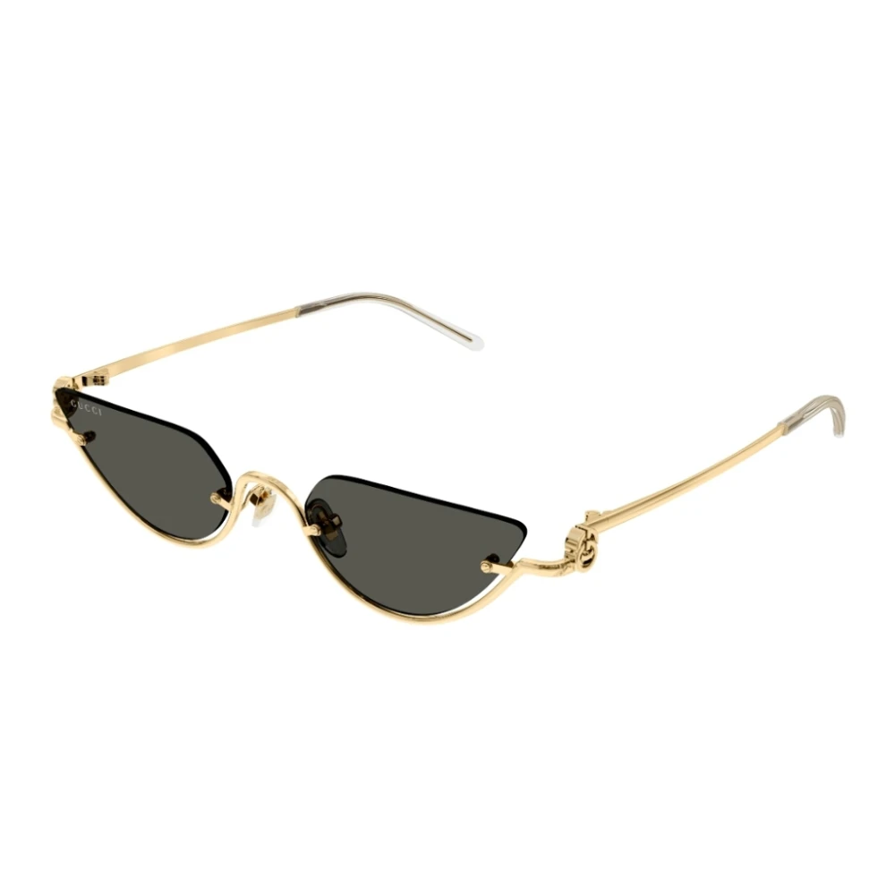 Gucci Semi-Rimless Metal Cat-Eye Solglasögon Yellow, Dam