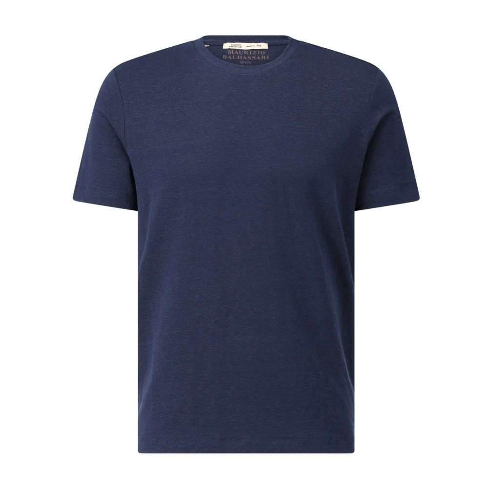 Maurizio Baldassari Linnen T-shirt met ronde hals Blue Heren