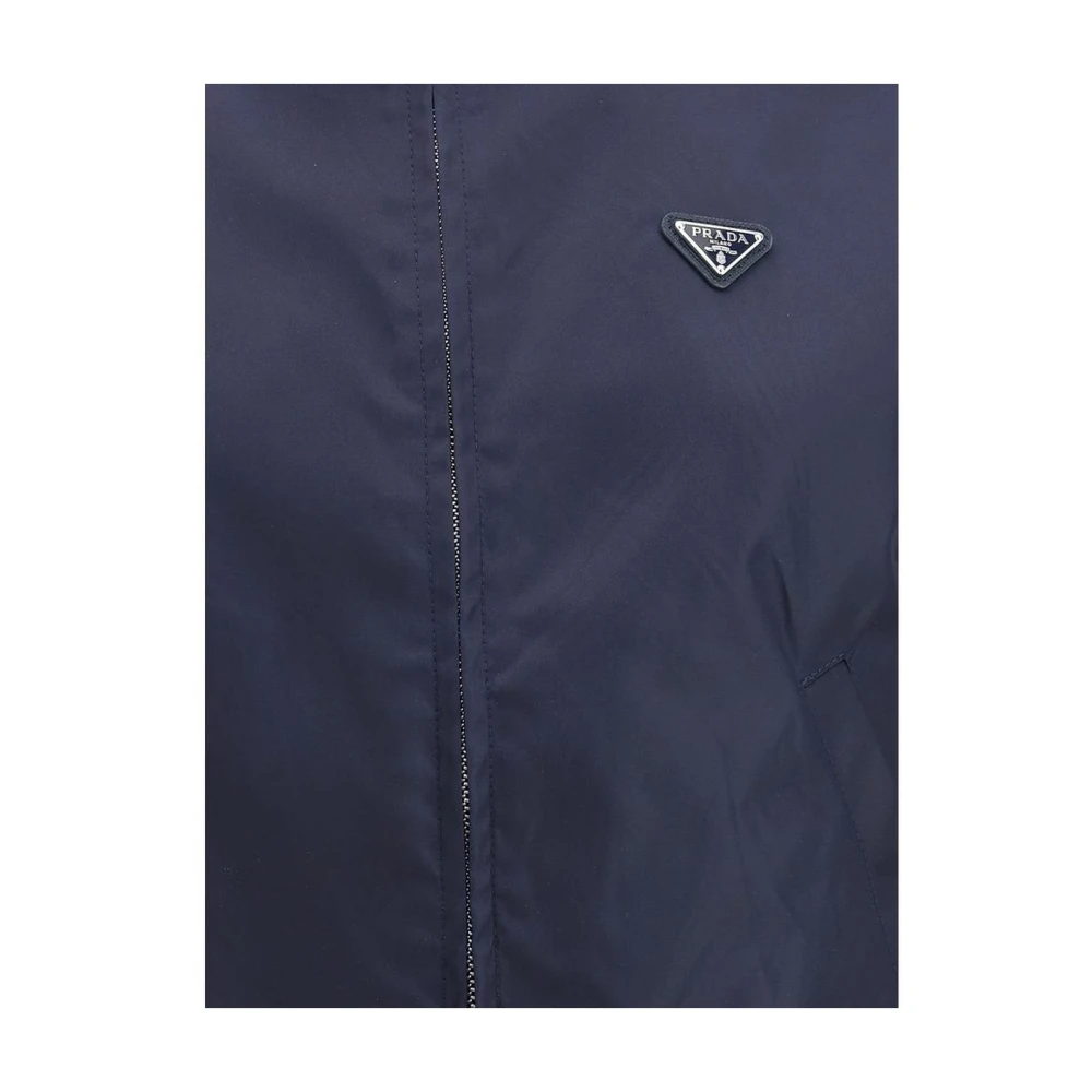 Prada Nylon Gabardine Jas Blue Dames