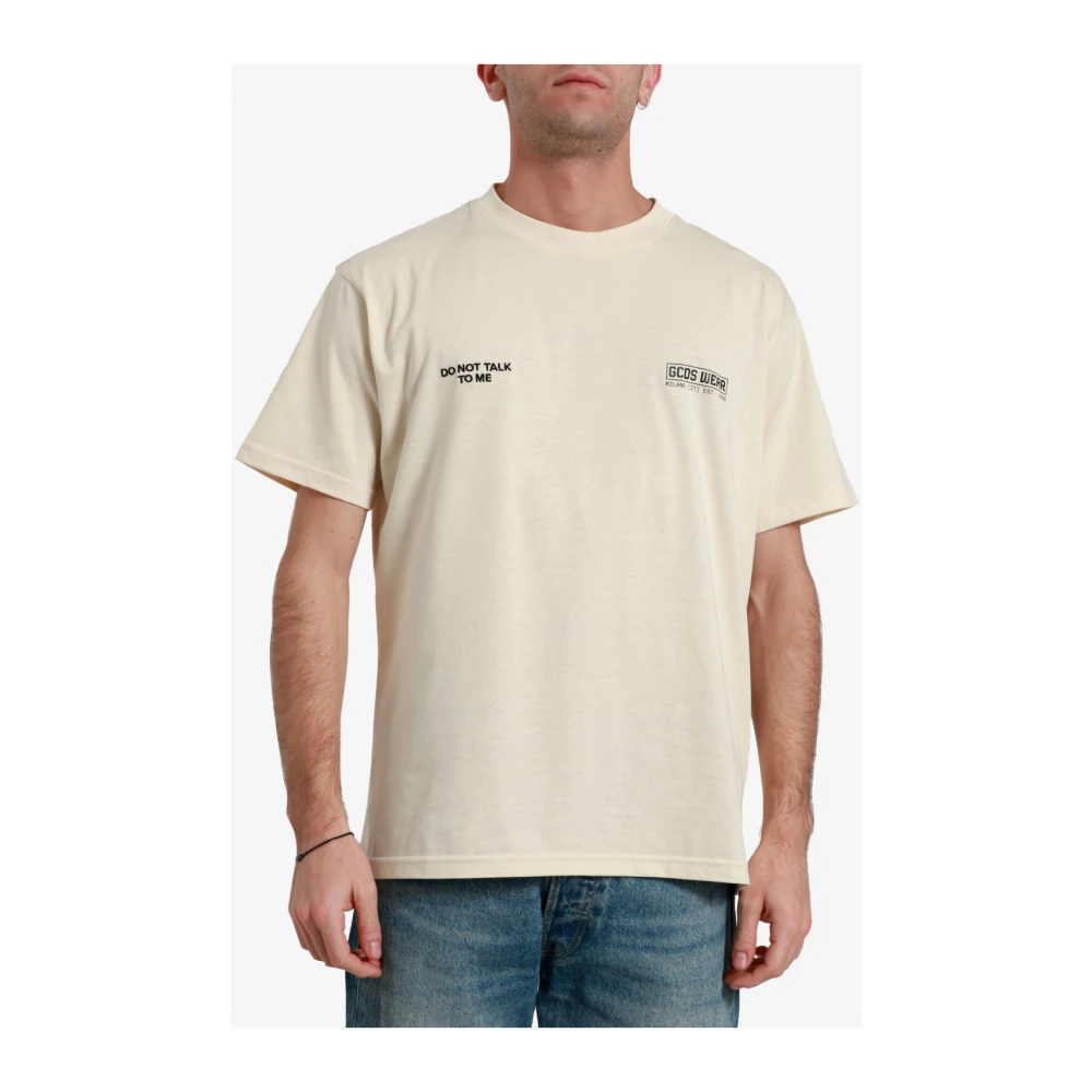 Gcds Optisch Wit Katoenen T-shirt met Bedrukt Logo White Heren