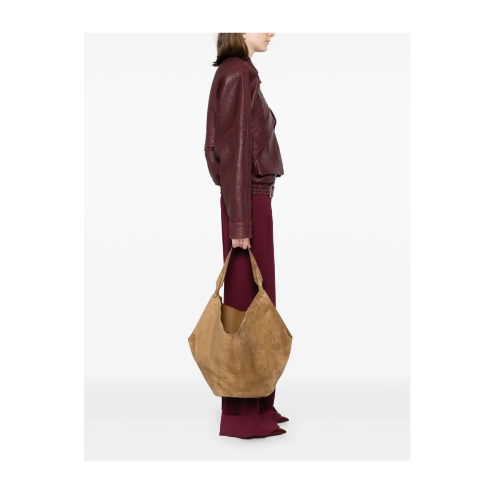 Khaite Bruin Suède Tote Tas Brown Dames
