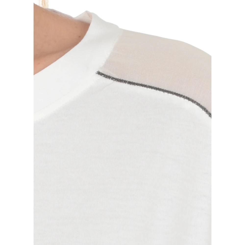 BRUNELLO CUCINELLI Witte Katoenen T-shirt met Messing Details White Dames