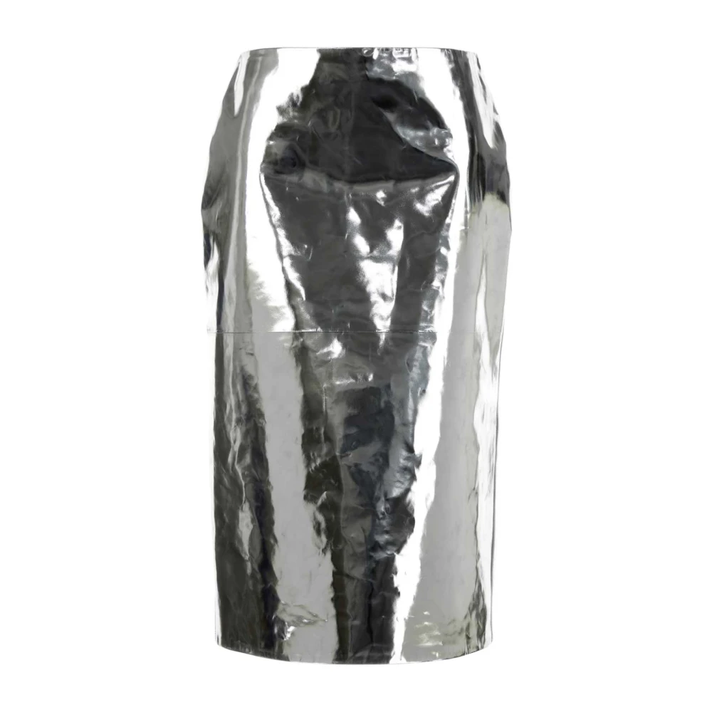 Jil Sander Women's Gray Leather Pencil Skirt - Pencil Skirts - Xl - Skirts