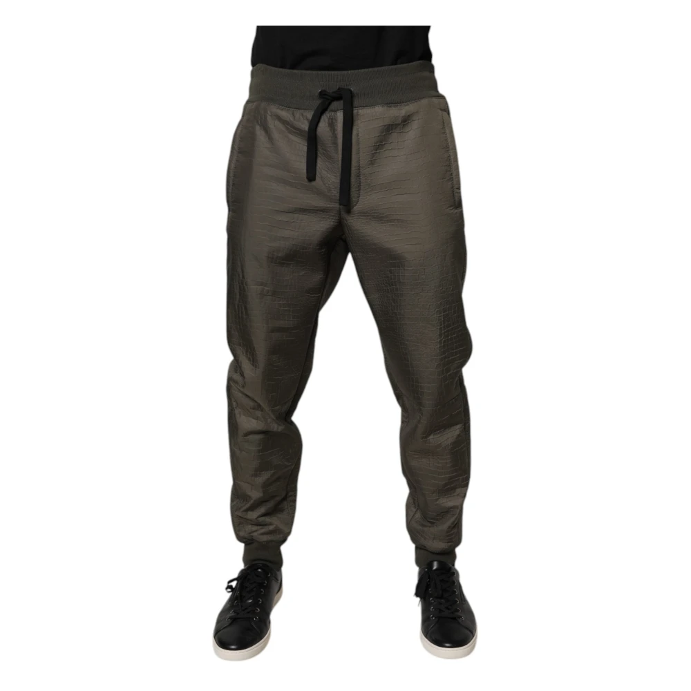 Dolce & Gabbana Men's Brown Sweatpants, L, Leather Jogger Joggers