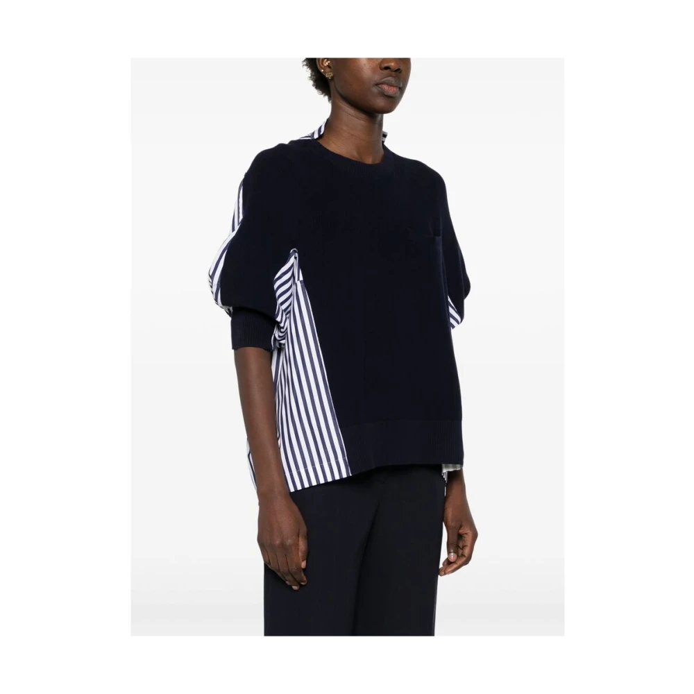 Sacai Blauwe Gebreide Trui Blue Dames