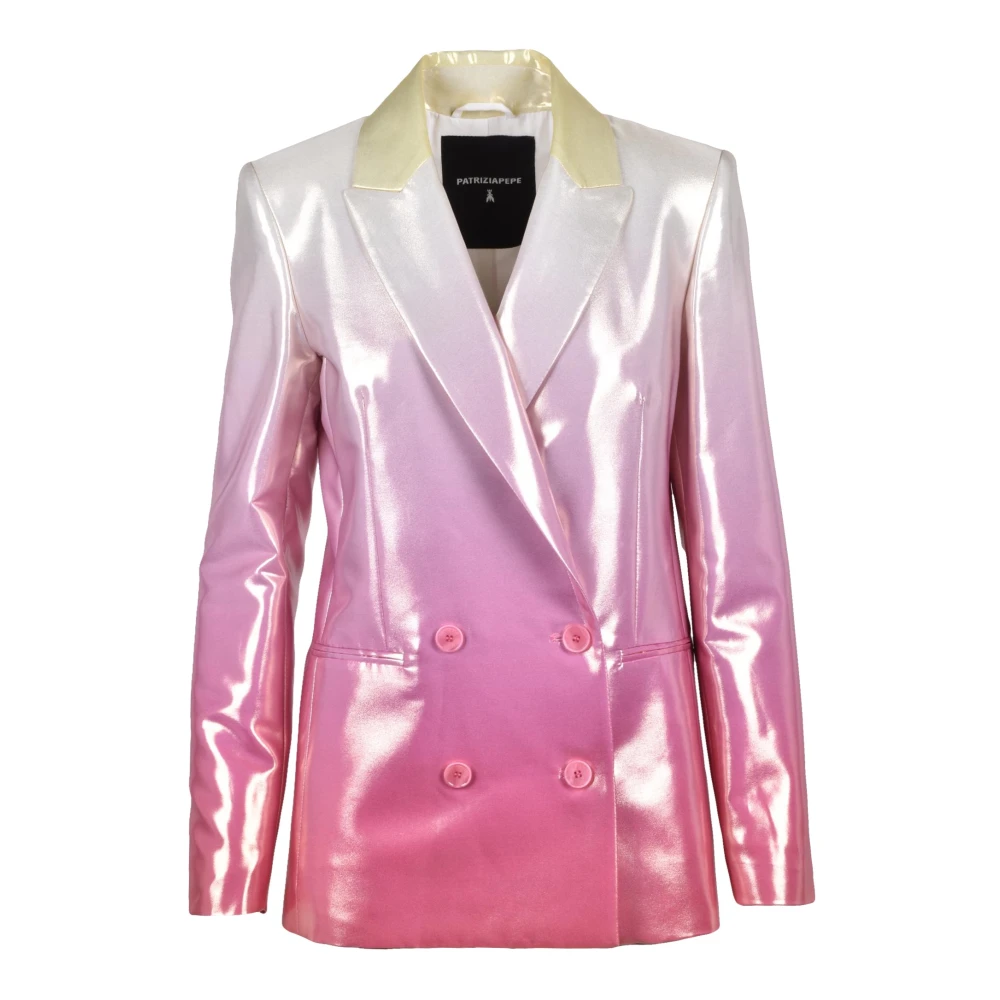 Patrizia Pepe Women's Pink Metal Jacket With Double-Breasted Buttons - Blazers - Xs - Jackets