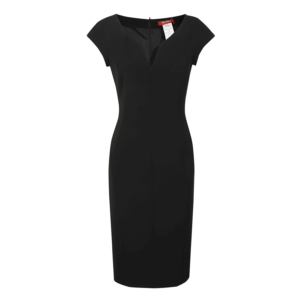 Max Mara Studio Zwarte boothalsjurk met V-motief Black Dames