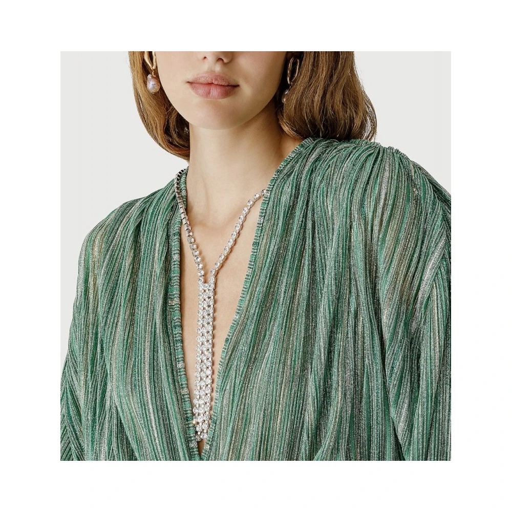 Forte Smaragd Lurex Wrap Blouse Green Dames