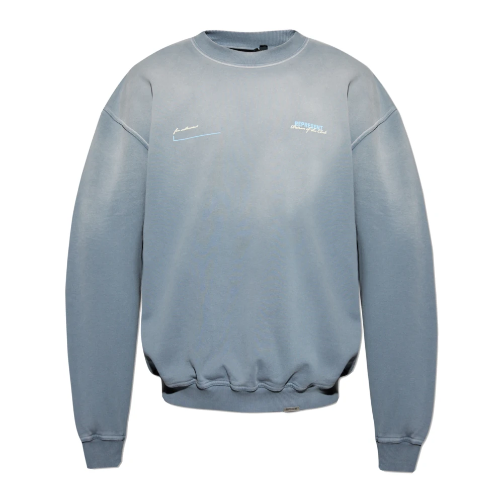 Represent Geribbelde Katoenen Crew-Neck Sweatshirt Gray Heren
